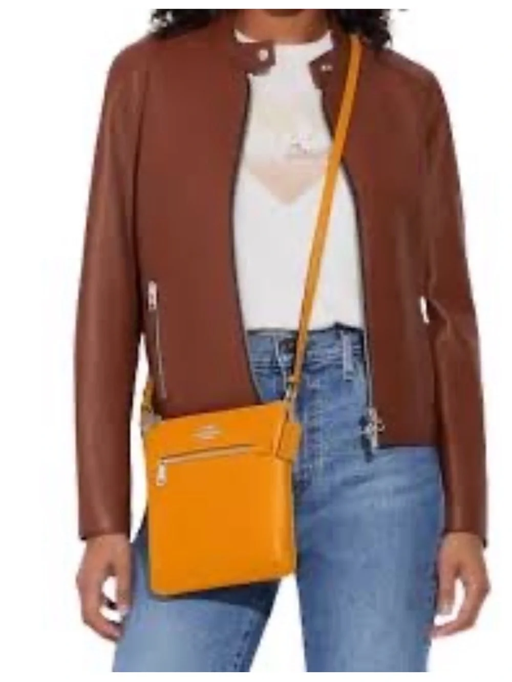 Coach Orange Pebbled Leather Crossbody with Silver Hardware